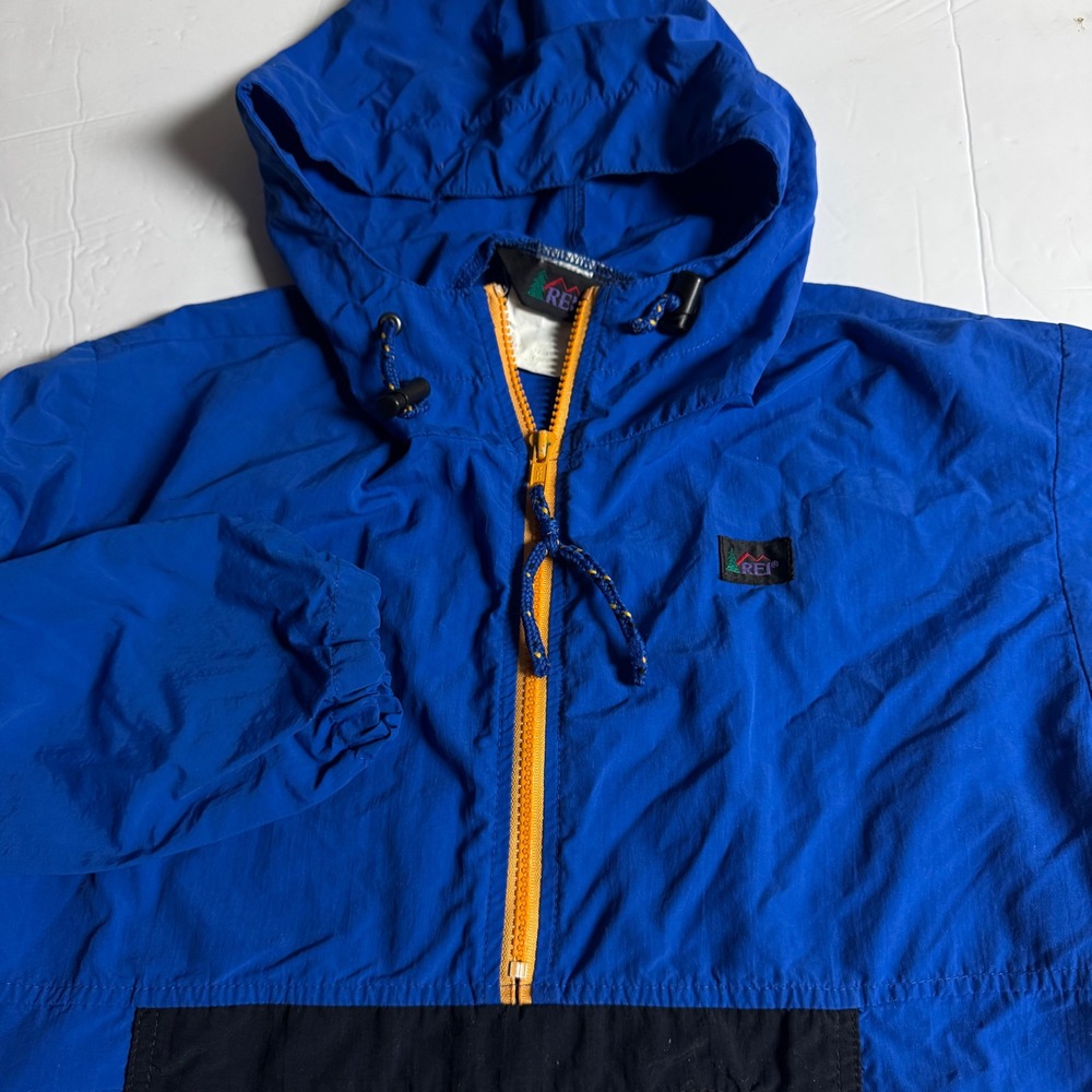 REI Kids Blue Orange Zip Hooded Anorak‎ Jacket Windbreaker Childrens